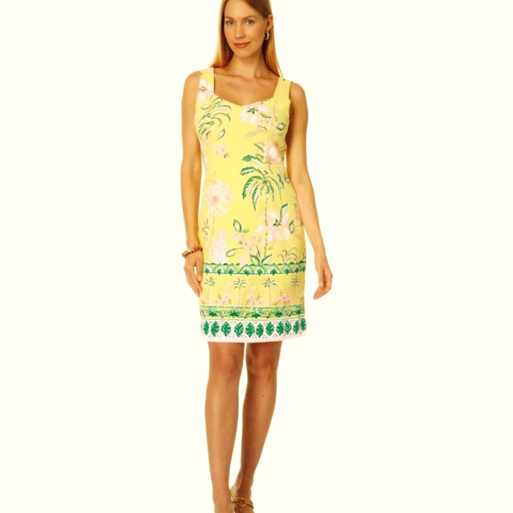 Lilly Pulitzer Del Ray Stretch Shift Dress in Finch Yellow, size M